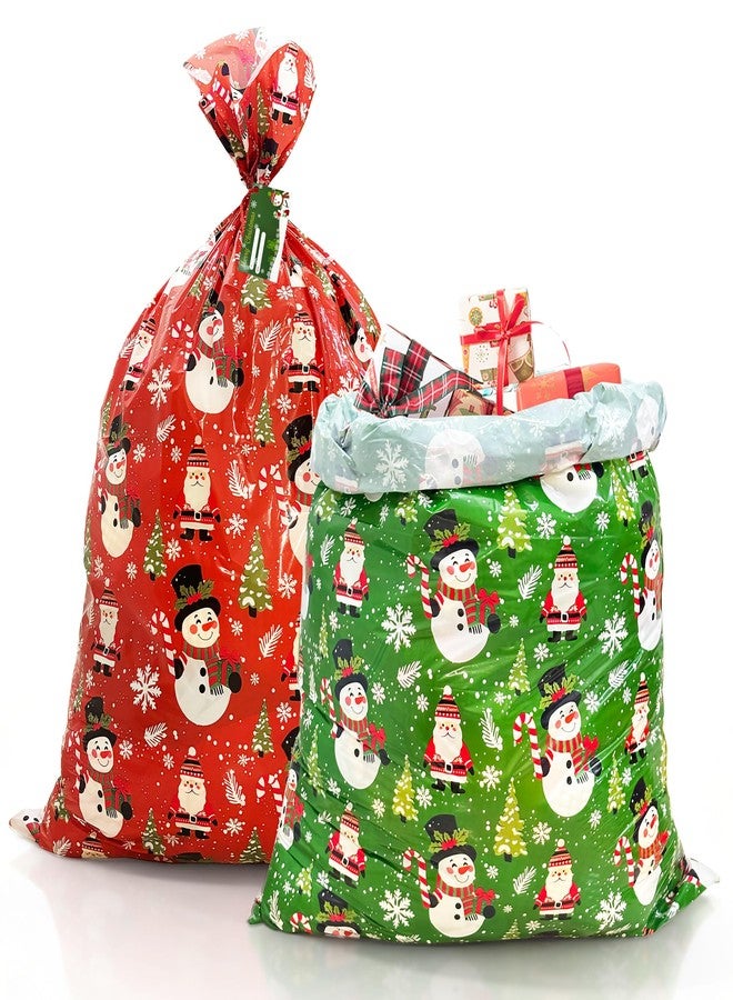 Yunaeduo Extra Large Christmas Gift Bags 56"x36" - Jumbo Heavy Duty Plastic Santa Sack with Tag & Tie for Huge Xmas Presents, Holiday Wrapping, Party Favors (‌2PCS) - Image 1